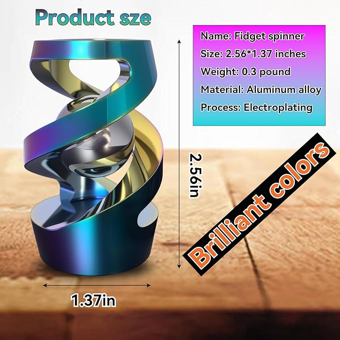 Metal Fidget Toy, Fidget Spinners, Adult Fidget Toys, Fidgets for Anxiety and Stress, Desk Adult Fidgeting Stress Relief Gift (Colorful)