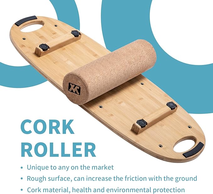 XCMAN Balance Board Surf Trainer with Adjustable Stoppers - 3 Different Distance Options Bamboo Balance Board for Surfing, Snowboarding, Skiing, Skateboarding, Yoga Training