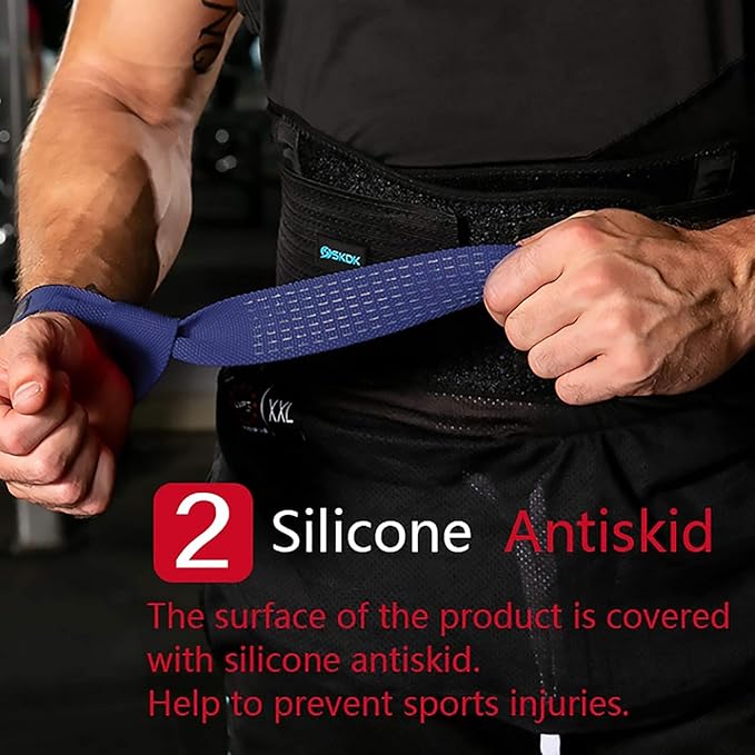 SKDK Cotton Hard Pull Wrist Lifting Straps Grips Band-Deadlift Straps with Neoprene Cushioned Wrist Padded and Anti-Skid Silicone - for Weightlifting, Bodybuilding, Xfit, Strength Training