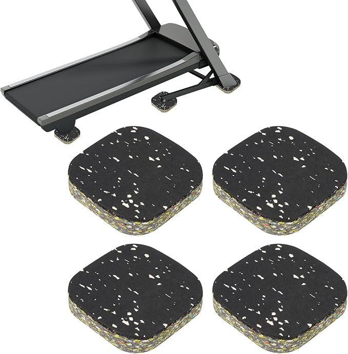 PATIKIL 4 Pcs Treadmill Mat Pads, 4x4x0.8 High Density Foam Anti Vibration Pad Sound Proof Floor Mat Exercise Equipment Mat for Carpet Protect Noise Reduction Home Gym, White