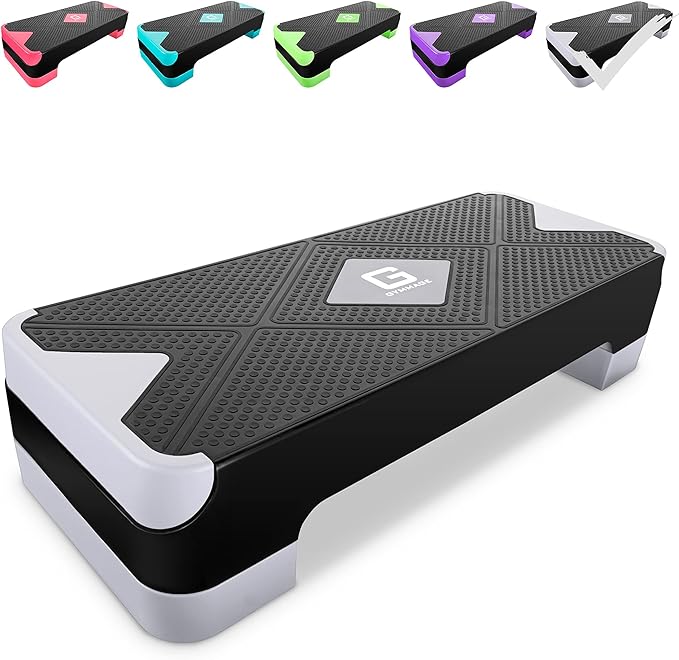 Adjustable Workout Aerobic Stepper, Aerobic Exercise Step Platform with 2 Risers, Exercise Step Deck for Fitness, 26.5" Trainer Stepper with Non-Slip Surface Home Gym & Extra Risers Options