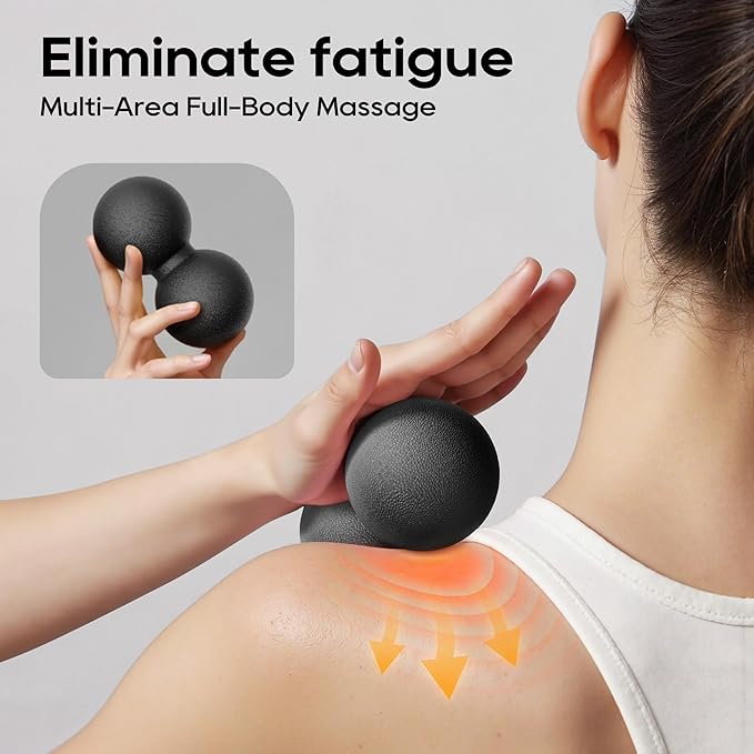 Hard Peanut Massage Ball - Dual Lacrosse Ball for Myofascial Release,Yoga & Deep Tissue Massage,Plantar Fasciitis and Acupoint Pressure Relief - Muscle Relaxer