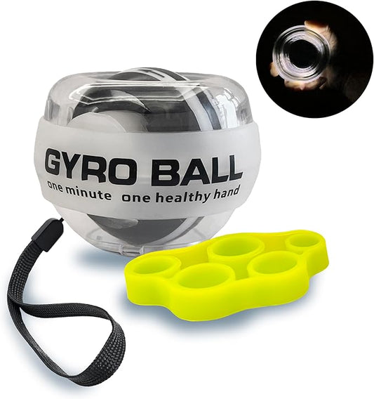 Auto-Start Gyro Ball Wrist Trainer – No Counter Grip Strengthener with Finger Band for Hand & Forearm Exercise – Stress Relief Spinner for Office, Rehab & Fitness