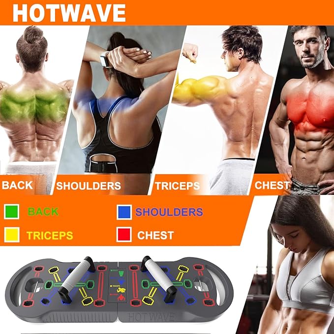 HOTWAVE Portable Exercise Equipment with 16 Gym Accessories.20 in 1 Push Up Board Fitness,Resistance Bands with Ab Roller Wheel,Full Body Workout at Home