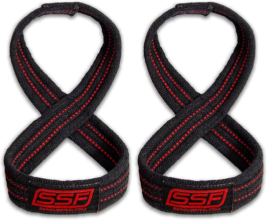 SERIOUS STEEL FITNESS Red Figure 8 Lifting Straps | Deadlift & Strongman Axle Straps - 3 Sizes