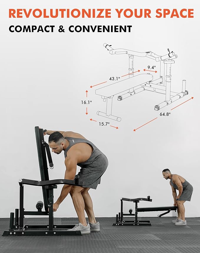 GMWD Chest Press Machine, 1050LBS Bench Press Machine with Independent Converging Arms, Adjustable Flat Incline Bench for Chest, AB Workouts, Shoulder Home Gym Equipment, V1