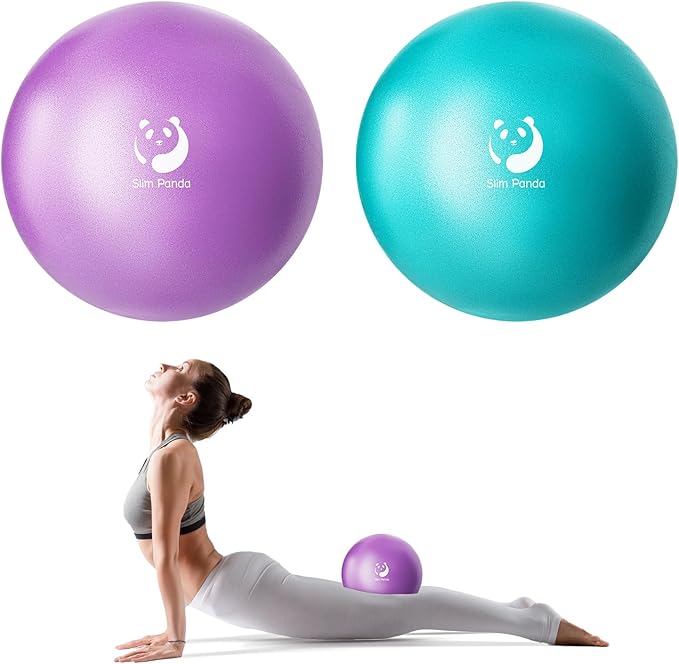 Slim Panda Pilates Ball, 9 Inch Small Exercise Ball, Anti Burst Mini Yoga Ball for Stability, Workout, Barre, Core Strength, Physical Therapy, Balance, Stretching