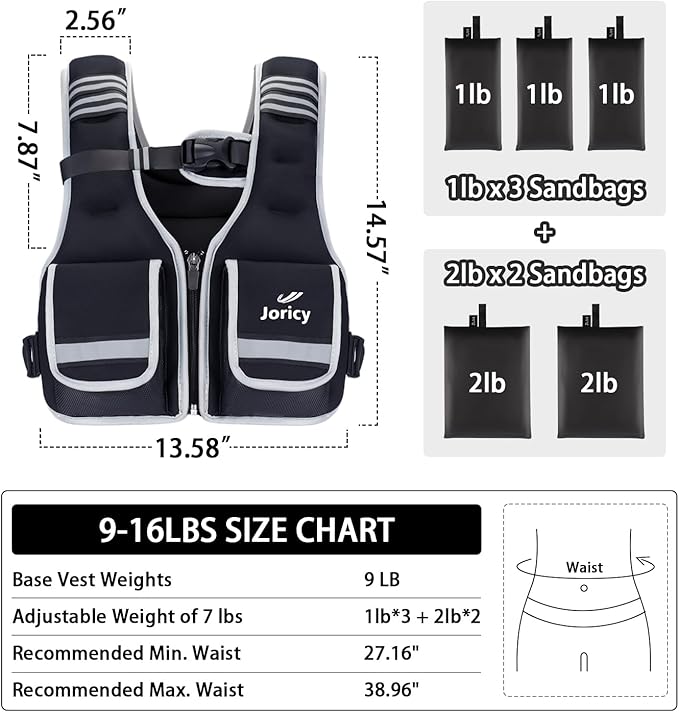 Adjustable Weighted Vest Woman 5-12lb/9-16lb/17-24lb/23-30lb Weight Vest with Reflective Stripe, Zipper Rucking Running Vests for Women Men Workout Walking Strength Training Weight Loss Fitness Weightlifting