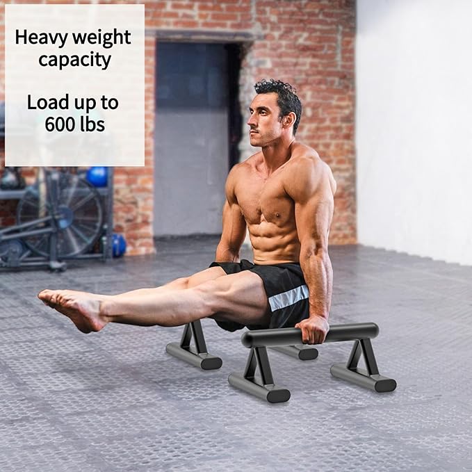 SELEWAERE Parallettes Floor Workout Push Up Handles Non-Slip Pushup Bars Handstand Bars for Calisthenic Fitness Sturdy Steel Tubing, Load up to 600 lbs