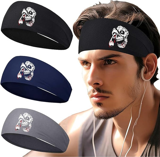 Sports Headbands for Men 3pcs Sweat Bands Headbands Men Workout Headband for Mens Cooling Sweat Head Bands Hairband