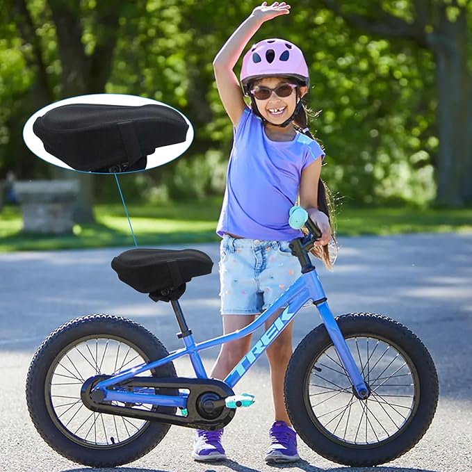 Kids Bicycle Seat Cushion Cover 9"x6",Gel Padded Bike Seat Cover for Boys Girls,Breathable Soft Bike Seat Cover,Child Bicycle Saddle Pad with Water Resistant Cover,Arm Sleeves