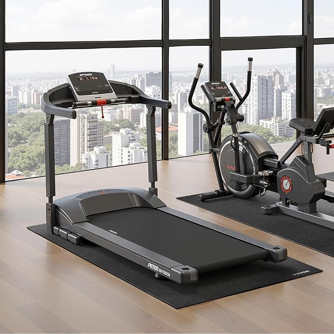 VEVOR Treadmill Mat for Carpet Floor, Exercise Equipment Mat for Treadmills, Stationary & Recumbent Bikes, High Density PVC Floor Protector Gym Mats, Waterproof and Non-Slip for Home Gym