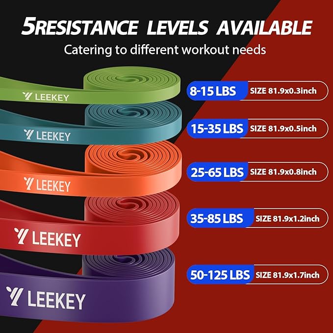 LEEKEY Resistance Bands, Exercise Bands with Handles,Pull Up Assist Bands - Bands for Working Out,Band for Men and Women Fitness Training, Physical Therapy,Home Workouts