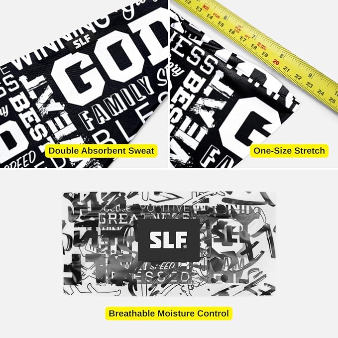 SLEEFS Sweat Bands Headbands Men & Women - Cooling Sports Mens Headband for Running, Football, Basketball, Cycling, Workout - Sweat Moisture Wicking Head Band Stretch Fit, Non-Slip Design - One Size