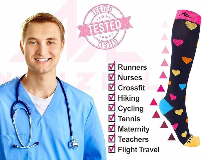 NEWZILL Medical Compression Socks for Women & Men Circulation 20-30 mmHg, Best Support for Running Athletic Cycling Nursing Travel Work and Fitness