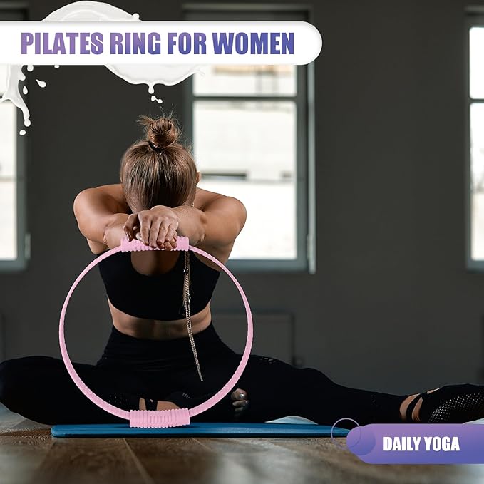 Pilates Ring, 13.5"/12" Silicone Magic Circle with Training Poster & Portable Bag, Pilates Ring Circle for Inner Thigh Workout, Yoga, Lose Weight & Physical Therapy for Women