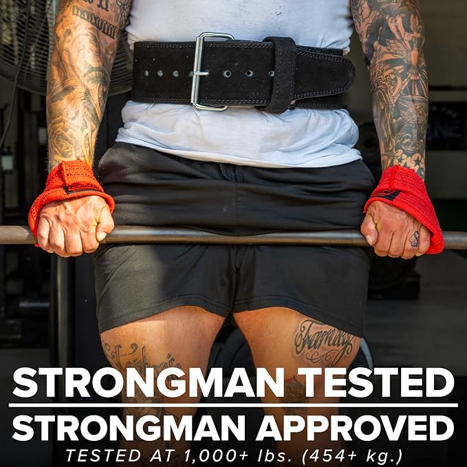 SERIOUS STEEL FITNESS Red Figure 8 Lifting Straps | Deadlift & Strongman Axle Straps - 3 Sizes