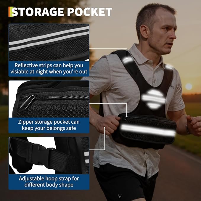 Adjustable Weighted Vest for Men & Women, Body Weight Vest with Reflective Stripe and Mesh Pocket, Workout Gear for Walking, Jogging and Strength Training