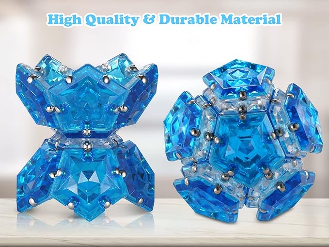 LAFFTRAK Magnetic Fidget Sphere Magnet Toys - Crystal Blue - Magnets Sensory Toys - 12 Piece Set - Creativity Beyond Imagination, Inspirational, Recreational, Fun Desk Toy for Adults