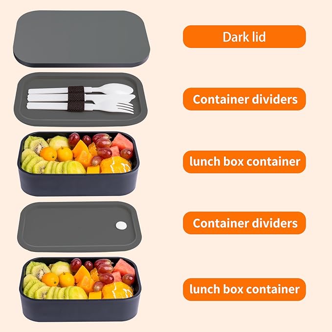 Bento Box Adult Lunch Box with lunch bag,Japanese Lunch Box Containers for Adult,Bento lunch Box with Leakproof 54OZ Black (black lid