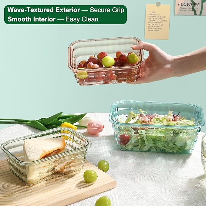 Taiuloo Set of 3 Food Storage Containers with Lids & Handle, BPA Free Plastic Meal Prep & Salad Bowl Containers To Go for Lunch, Salad Serving Bowls for Snack, Fruit, Veggie, Pink