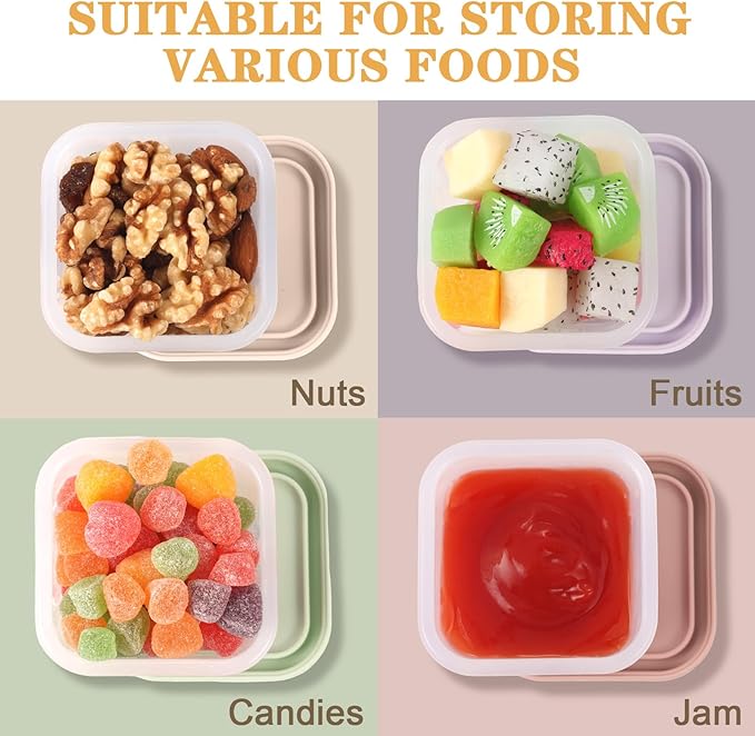 4 Pack 9 oz Silicone Snack Container for Kids, Reusable Silicone Food Storage Containers with Lid, Meal Prep Storage for Fruit, Kids Lunch Box for Travel, Home
