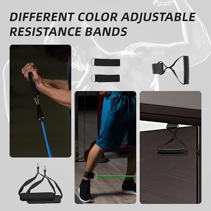 Fitvids Resistance Loop Bands Set - 5-Level Exercise Bands for Home Fitness, Physical Therapy & Strength Training (10-50lbs)
