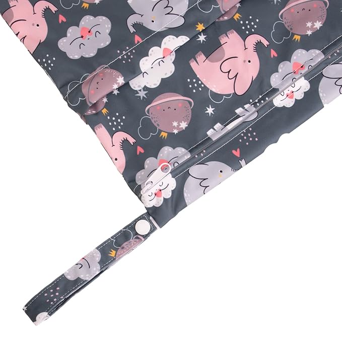 babygoal Wet Dry Bags 3 Pack for Baby Cloth Diapers, Washable Travel Bags, Beach, Pool, Gym Bag for Swimsuits & Wet Clothes with Two Zippered Pockets 3LN27