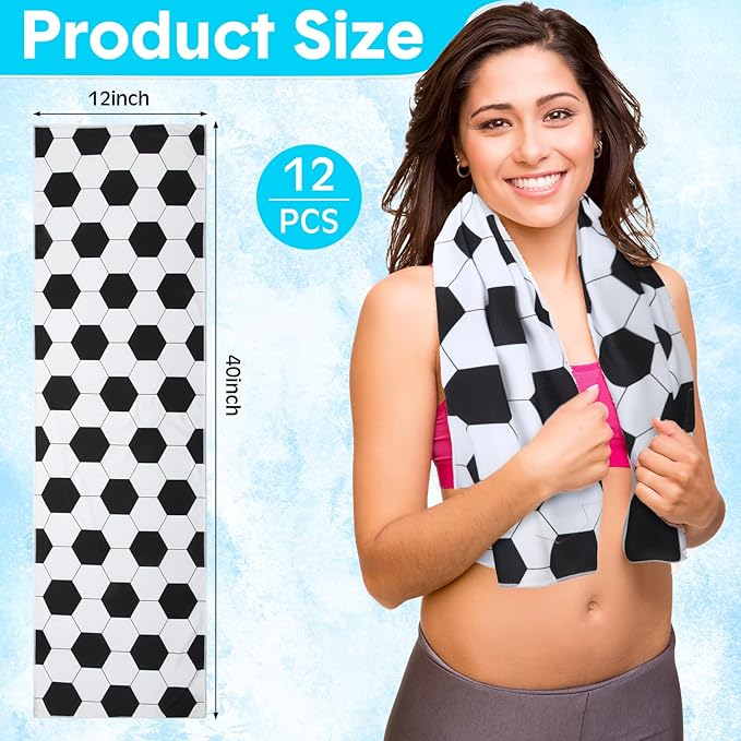 12 Pcs Cooling Towel 40 x 12 Inch Basketball Baseball Football Volleyball Soccer Softball Microfiber Fast Drying Towel for Gift Women Men
