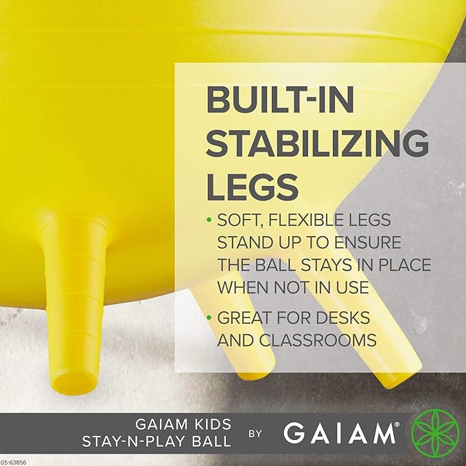 Stay-N-Play Children's Balance Ball - Flexible School Chair Active Classroom Desk Alternative Seating Built-In Stay-Put Soft Stability Legs, Includes Air Pump