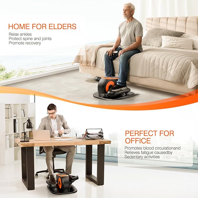 Under Desk Elliptical Machine, Electric Ellipse Leg Exerciser While Sitting for Seniors, Quiet Portable Elliptical Machine with 12 Adjustable Speeds, Seated Pedal Exerciser with Remote Control