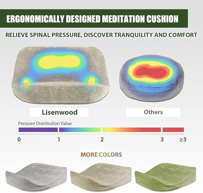 Meditation Cushion - Floor Pillow, Enlarge High Density Extremely Firm, Large Big Foam Floor Cushion Seating for Adults - Premium Yoga Pillows for Adults Gifts for Women, Men Khaki