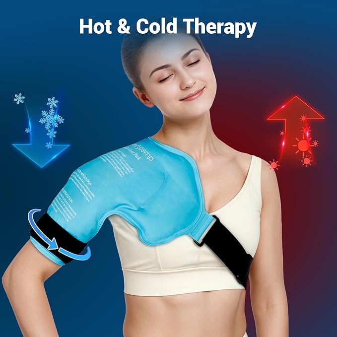 Comfytemp Shoulder Ice Pack Rotator Cuff Cold Therapy Wrap, Ice Packs for Injuries Reusable Gel, Instant Compression for Shoulder Pain Relief, Surgery Recovery Gifts (Small & Medium)