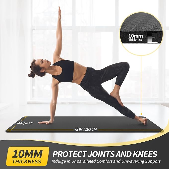 CAMBIVO Yoga Mat for Women Men Kids, 1/3 & 1/4 & 2/5 Inch Extra Thick Yoga Mat Non Slip, 72" x 24" TPE Yoga Mats, Workout Mat with Carrying Strap for Yoga, Pilates and Floor Exercises