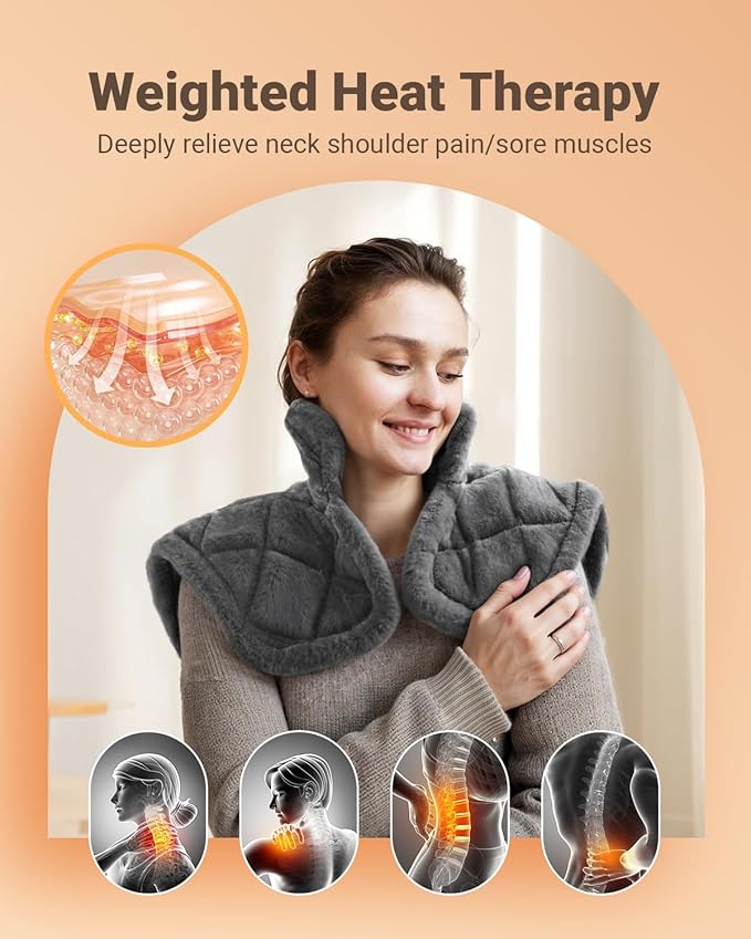 iDOO Heating Pad for Neck and Shoulder and Back, Birthday Gifts for Men Women, FSA Eligible Items Only List, 3.1lb Heated Wrap for Pain Relief, Electric Wearable Neck Warmer, ETL Certified Heat Pads
