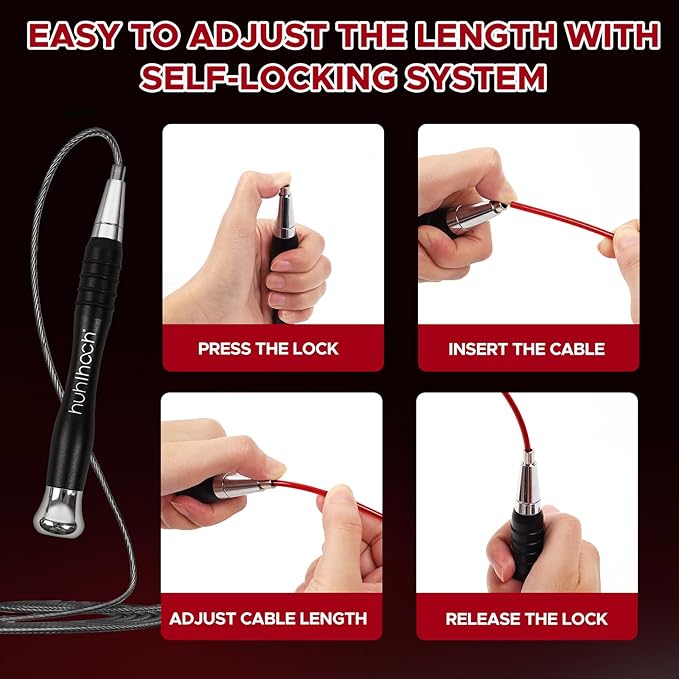 High Speed Jump Rope - Self-Locking No-Screw Design, Weighted Jump Rope, 360° Fast Rotation, Silicone Textured Design, Non-Slip, Includes 2 Speed Ropes Cables for Optimal Fitness Training & More - CrossFit Jump Rope.