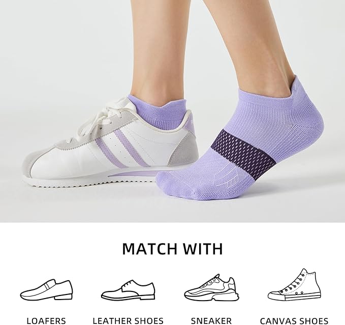 FITRELL 5-6 Pairs Ankle Running Socks for Women Athletic Cushioned Low Cut Tab Sports Socks