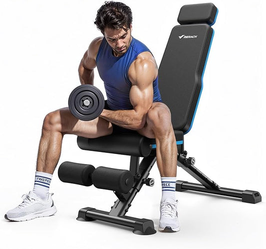 MERACH Adjustable Weight Bench, 990LBS Fast Folding Weight Benches for Home Gym, Workout Bench with Extended Head Support, Incline Decline Flat Utility Bench Press for Full Body