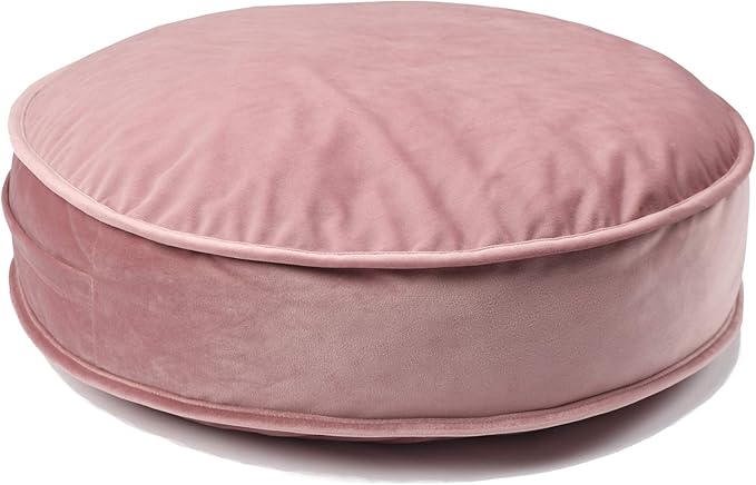 Round Floor Pillow Cover Velvet Throw Seating Pouf Yoga Meditation Cushion Plush Case Reading Room Decor Cover Only (19.7IN, Dusty Rose)
