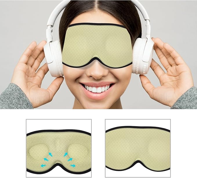 3D Sleep Mask, 100% Blackout 3D Contoured Sleep Eye Mask, Comfortable & Super Soft Sleeping Mask with Adjustable Straps for Women, Men, Sleeping Travel Yoga Naps (Avocado Green)
