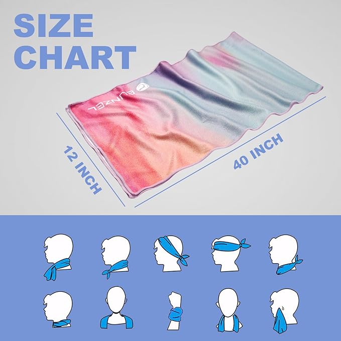 Cooling Towel, Ice Towel for Neck, Soft Microfiber Chilly Towel Stay Cool for Sports, Yoga, Running, Gym, Workout, Biking, Camping & Outdoor Activities 40"x12"