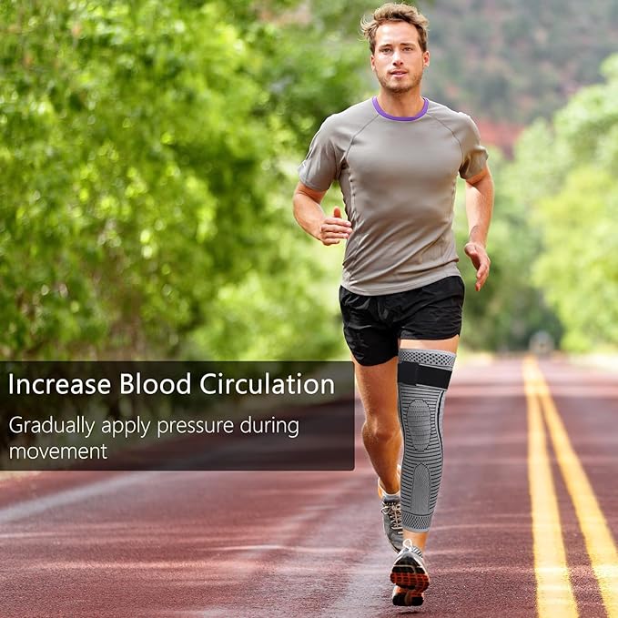 Full Leg Compression Sleeves 2 Pack Long Knee Support for Men and Women for ACJ, Meniscus Tear, Arthritis