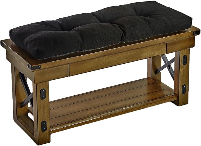 Klear Vu The Gripper Omega Non-Slip Tufted Bench Cushion for Indoor Furniture, Entryway Storage, Bay Window, Corner Nook or Piano Seat, 35 Inches, 02 Midnight