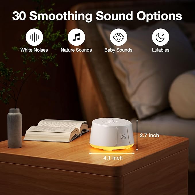 Sound Machine White Noise Machine - 30 Soothing Sounds, 10 Colors Night Light, Rechargeable Battery- Travel Portable Sound Machine for Sleep Baby Adults, Perfect Sleeping Companion