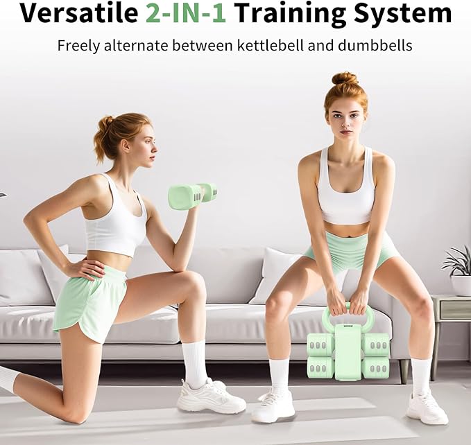 2-in-1 Adjustable Dumbbells Set, 4 Levels Weight Dumbbells Set for Women Men, Each 2.2/3.3/4.4/5.5lb Hand Weights with Kettlebell Form for Home Gym Exercise Training