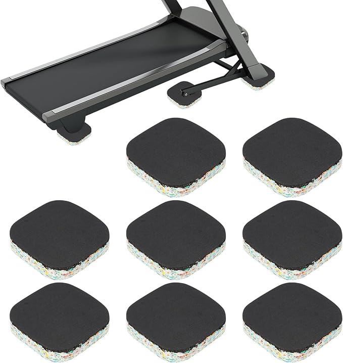 PATIKIL 8 Pcs Treadmill Mat Pads, 4x4x0.8 High Density Foam Anti Vibration Pad Sound Proof Floor Mat Exercise Equipment Mat for Carpet Protect Noise Reduction Home Gym, Black