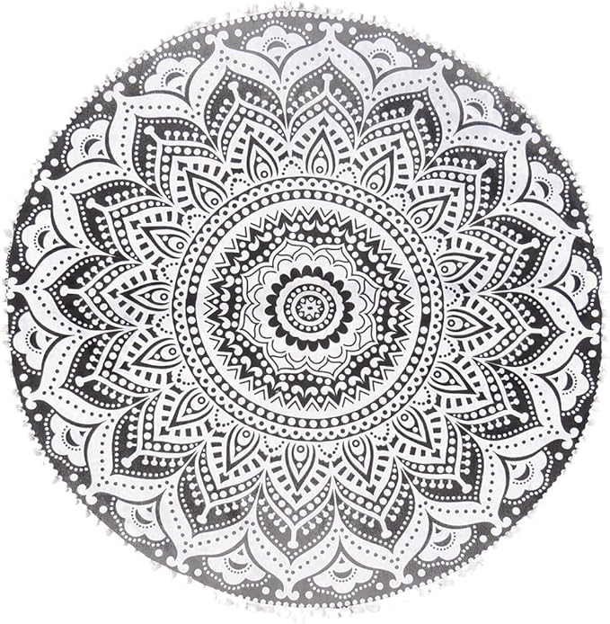 Eyes of India - Mandala Floor Pillow Cover Meditation Cushion Seating Throw Hippie Round Colorful Decorative Bohemian Indian Pouf Ottoman Handmade Cover ONLY (Ombre Black, 32" x 32")