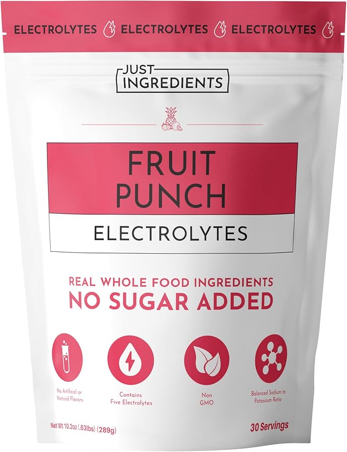 Fruit Punch Electrolytes – 30‑Serving Hydration Drink Mix with Coconut Water, Sea Salt, and Trace Minerals – Supports Hydration, Recovery, and Electrolyte Balance*