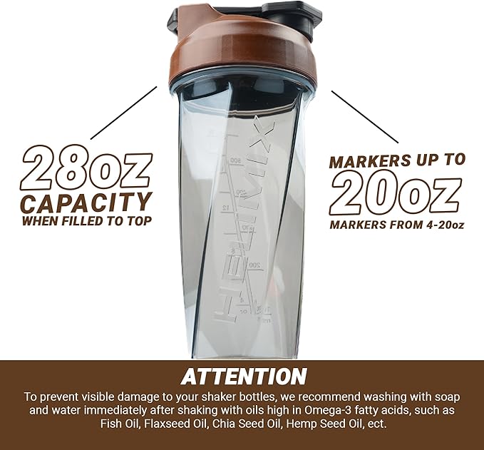 HELIMIX 2.0 Vortex Blender Shaker Bottle Holds upto 28oz | No Blending Ball or Whisk | USA Made | Portable Pre Workout Whey Protein Drink Shaker Cup | Mixes Cocktails Smoothies Shakes | Top Rack Safe