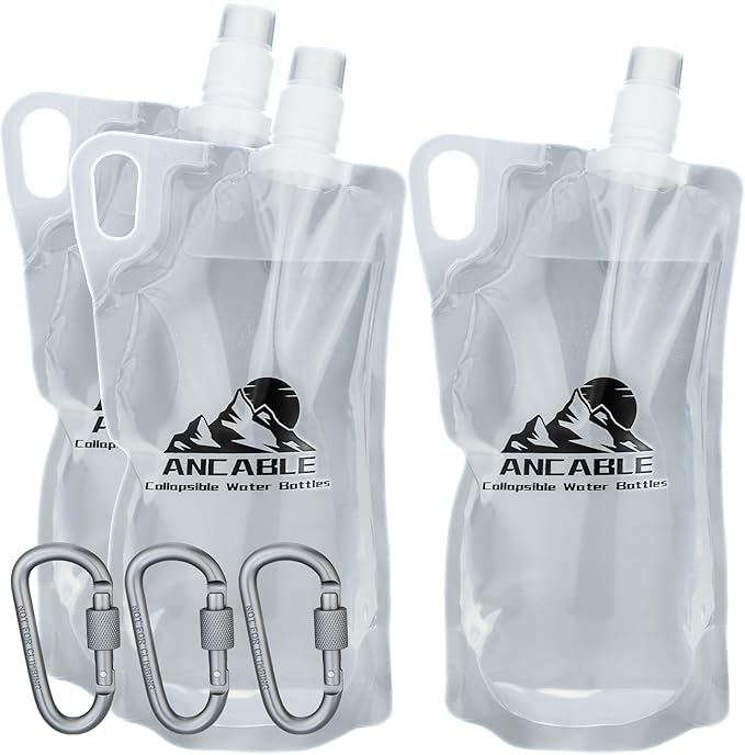 33oz Collapsible Water Bottles, 3-Pack Reusable Travel Foldable Water Bottles for Hiking Camping Running Bike, BPA-Free Water Bottle